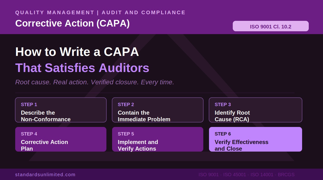 corrective action CAPA guide for ISO auditors